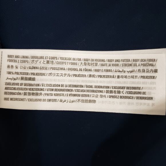 Abercrombie & Fitch Peasant Floral Top Sz S Navy Blue Long Sleeve Lace up Boho - Picture 13 of 13